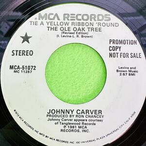 JOHNNY CARVER Tie A Yellow Ribbon 'Round Ole Oak Tree MCA 45rpm PROMO COPY White